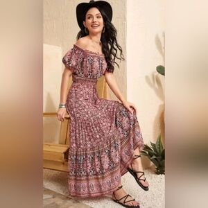 Floral Off-Shoulder Maxi Dress